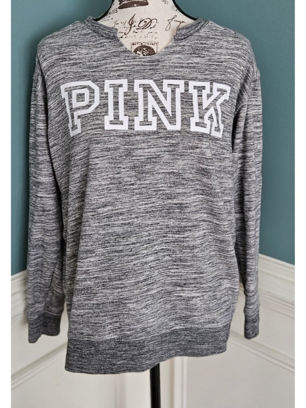 PINK Victoria's Secret S Marled Logo Sweatshirt Pullover